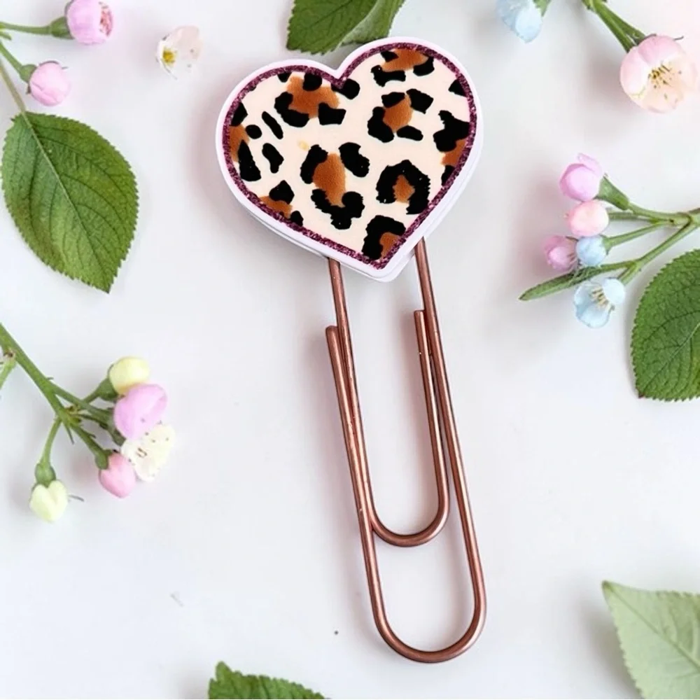 NEW Leopard Print Heart Planner Clip